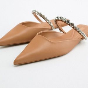 Brand New Zara Rhinestone Slingback Shoes - 2522/910